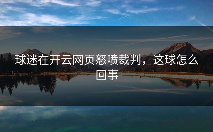 球迷在开云网页怒喷裁判，这球怎么回事