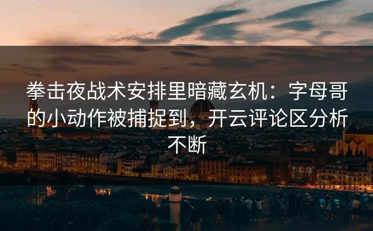 拳击夜战术安排里暗藏玄机：字母哥的小动作被捕捉到，开云评论区分析不断