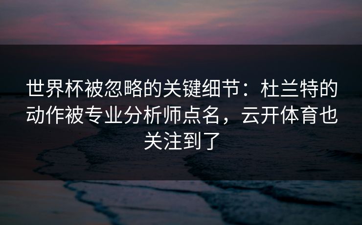 世界杯被忽略的关键细节：杜兰特的动作被专业分析师点名，云开体育也关注到了