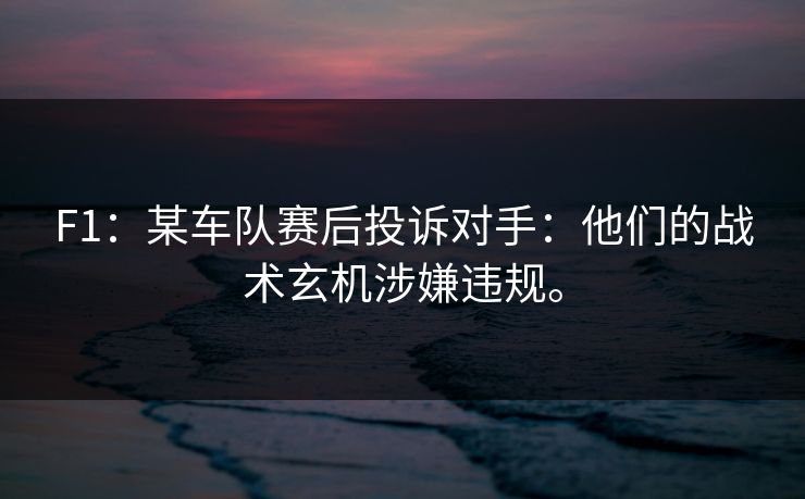 F1：某车队赛后投诉对手：他们的战术玄机涉嫌违规。