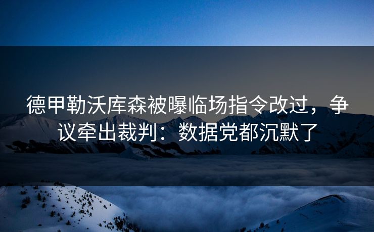 德甲勒沃库森被曝临场指令改过，争议牵出裁判：数据党都沉默了